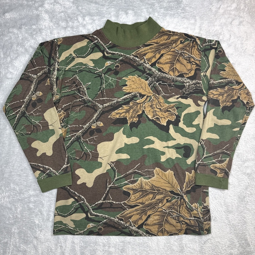 Vintage Horizon Camo Shirt Men Medium Long Sleeve Mock Neck